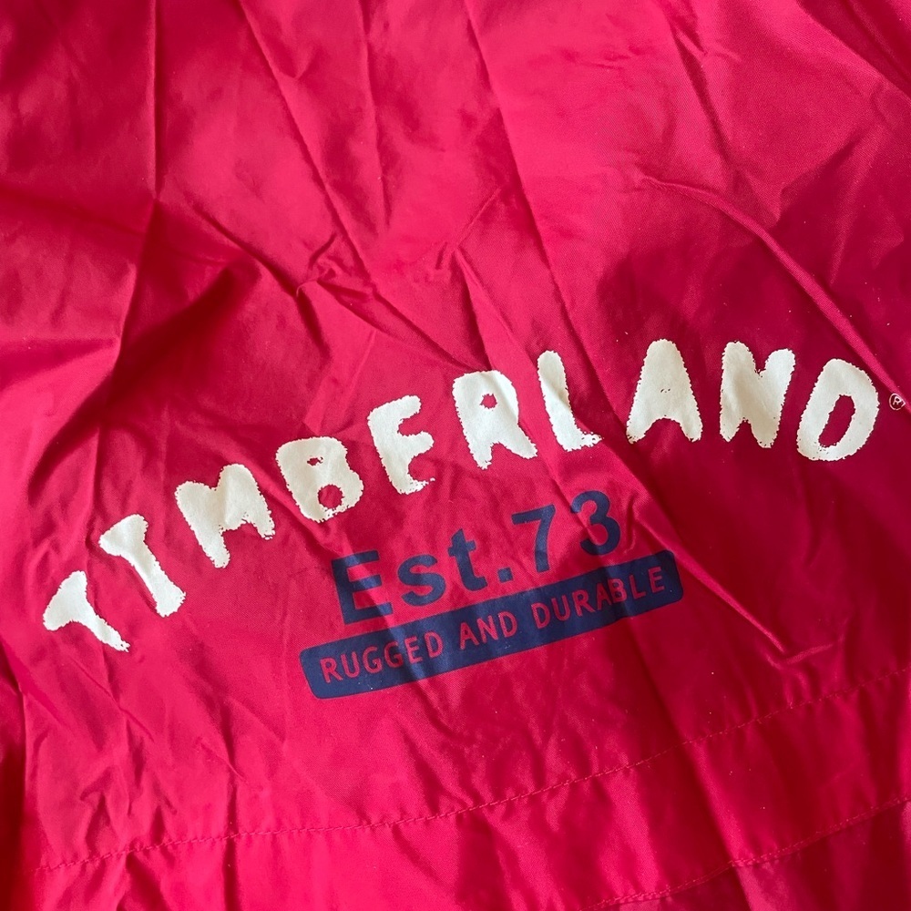 Timberland Kids Red and Navy Lightweight Removable Hood Jacket Size 4 - Picture 8 of 10